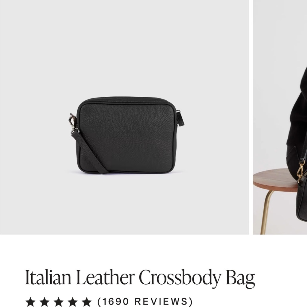 Quince Black Italian Leather Crossbody Bag